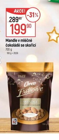 Mandle v mléčné čokoládě se skořicí