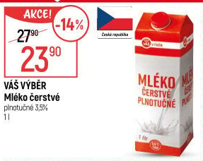 Mléko čerstvé Váš Výběr - 3,5% plnotučné