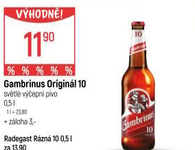 Pivo světlé výčepní Originál 10° Gambrinus