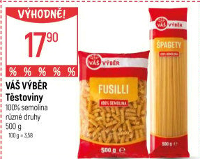Těstoviny semolinové Váš Výběr