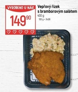 Vepřový řízek s bramborovým salátem Globus