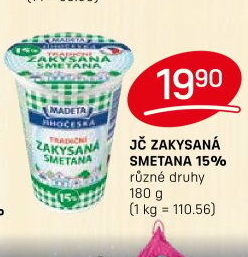Smetana zakysaná Jihočeská Madeta 15%