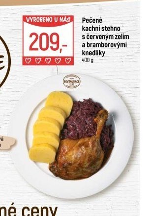 Pečené kachní stehno s červeným zelím a bramborovými knedlíky
