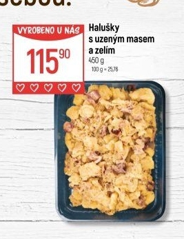 Halušky s uzeným masem a zelím Globus