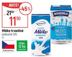 Mléko trvanlivé Pragolaktos- 1,5% polotučné