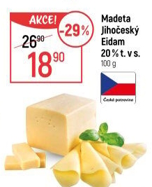 Sýr Eidam Jihočeský 20% Madeta