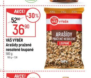 Váš výběr Arašídy pražené nesolené loupané