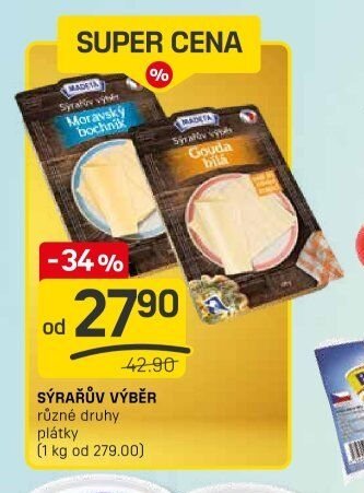 SÝRAŘŮV VÝBĚR různé druhy plátky