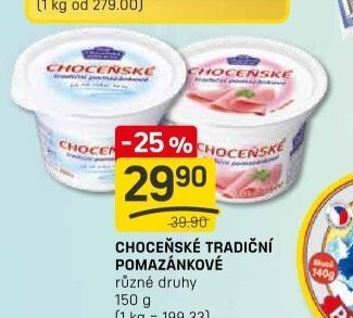 CHOCEŇSKÉ TRADIČNÍ POMAZÁNKOVÉ různé druhy 150 g