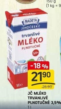 JČ MLÉKO TRVANLIVÉ PLNOTUČNÉ 3,5% 1 l