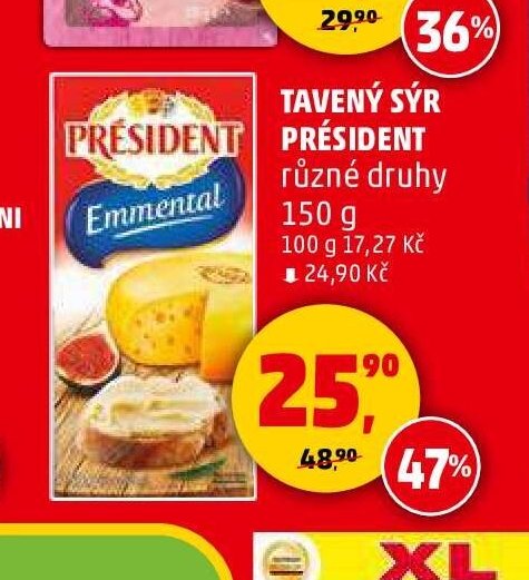 Tavený sýr Président