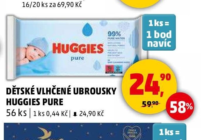 DĚTSKÉ VLHČENÉ UBROUSKY HUGGIES PURE