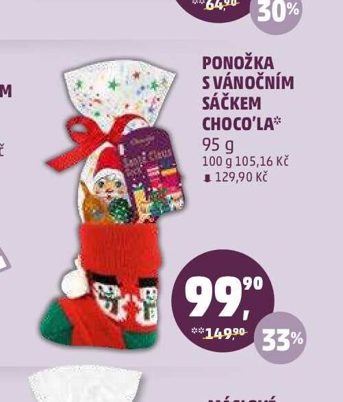 Ponožka s vánočním sáčkem Choco'la