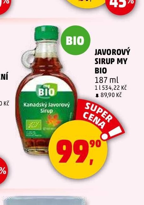 JAVOROVÝ SIRUP MY BIO 187 ml