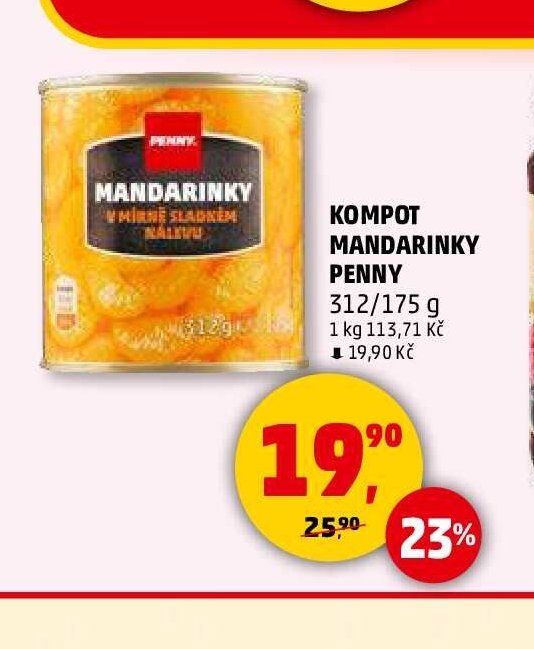 KOMPOT MANDARINKY PENNY 312/175 g