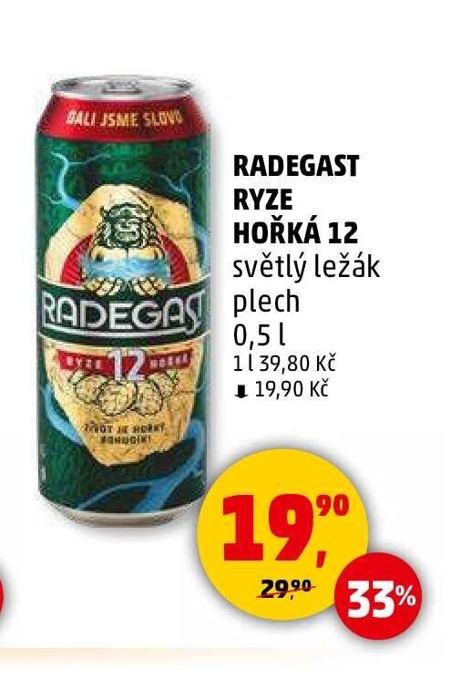 RADEGAST RYZE HOŘKÁ 12 světlý ležák plech 0,5 l - Penny Market akcniletaky.com