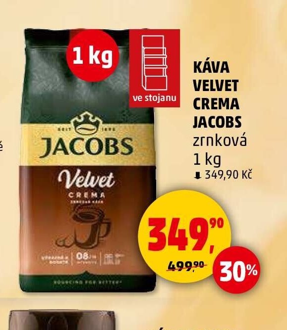 KÁVA JACOBS VELVET CREMA zrnková 1 kg