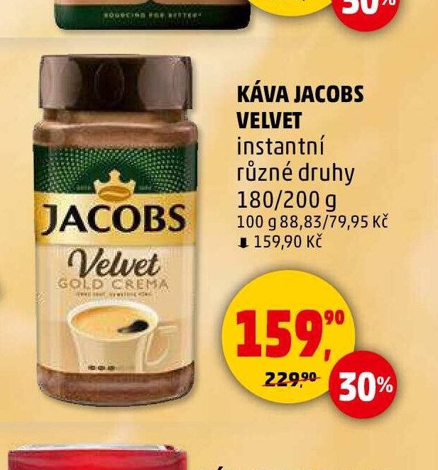 KÁVA JACOBS VELVET instantní různé druhy 180/200 g