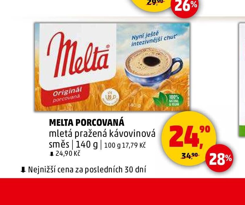 MELTA PORCOVANÁ mletá pražená kávovinová směs 140 g