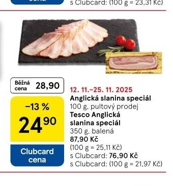Anglická slanina speciál / Tesco Anglická slanina speciál
