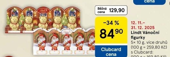 Čokoládové figurky vánoční Lindt