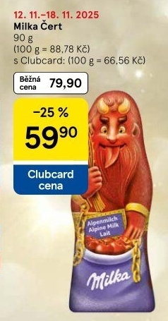 Čokoládový čert Milka