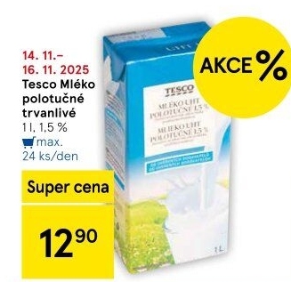 Mléko trvanlivé Tesco - 1,5% polotučné