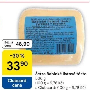 Těsto listové babické Šetra