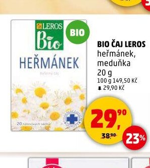 BIO ČAJ LEROS heřmánek, meduňka