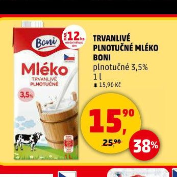 TRVANLIVÉ PLNOTUČNÉ MLÉKO BONI