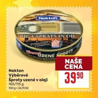 Nekton Výběrové Šproty uzené v oleji