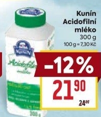 Acidofilní mléko Mlékárna Kunín