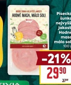 Šunka nejvyšší jakosti Hodně masa, málo soli Maso uzeniny Písek