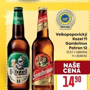 Pivo světlý ležák 11° Medium Velkopopovický Kozel