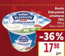 Zakysaná smetana Mlékárna Kunín 15%