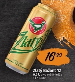 Pivo světlý ležák 12° Zlatý Bažant