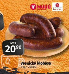 Vesnická klobása Maso Uzeniny Písek