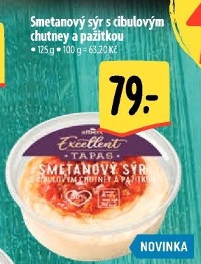 Tapas Smetanový sýr s cibulovým chutney a pažitkou Albert Excellent