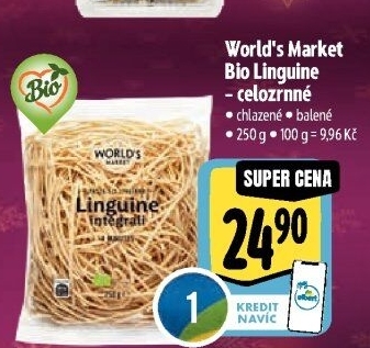 Těstoviny celozrnné chlazené Bio World'