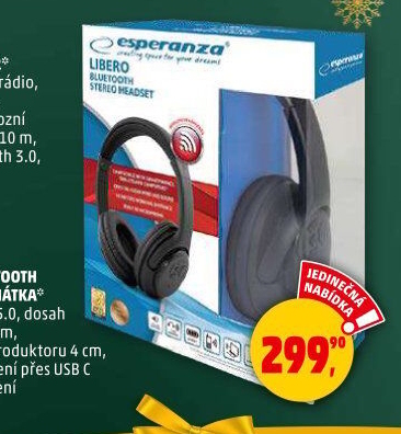 Bezdrátová sluchátka přes hlavu Esperanza