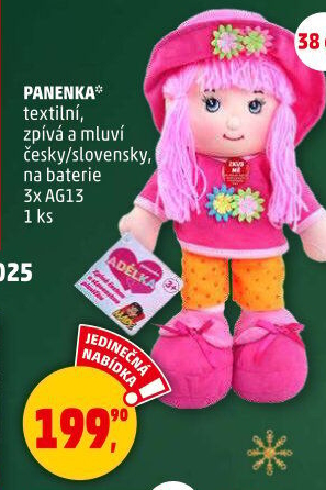 Textilní panenka se zvukem