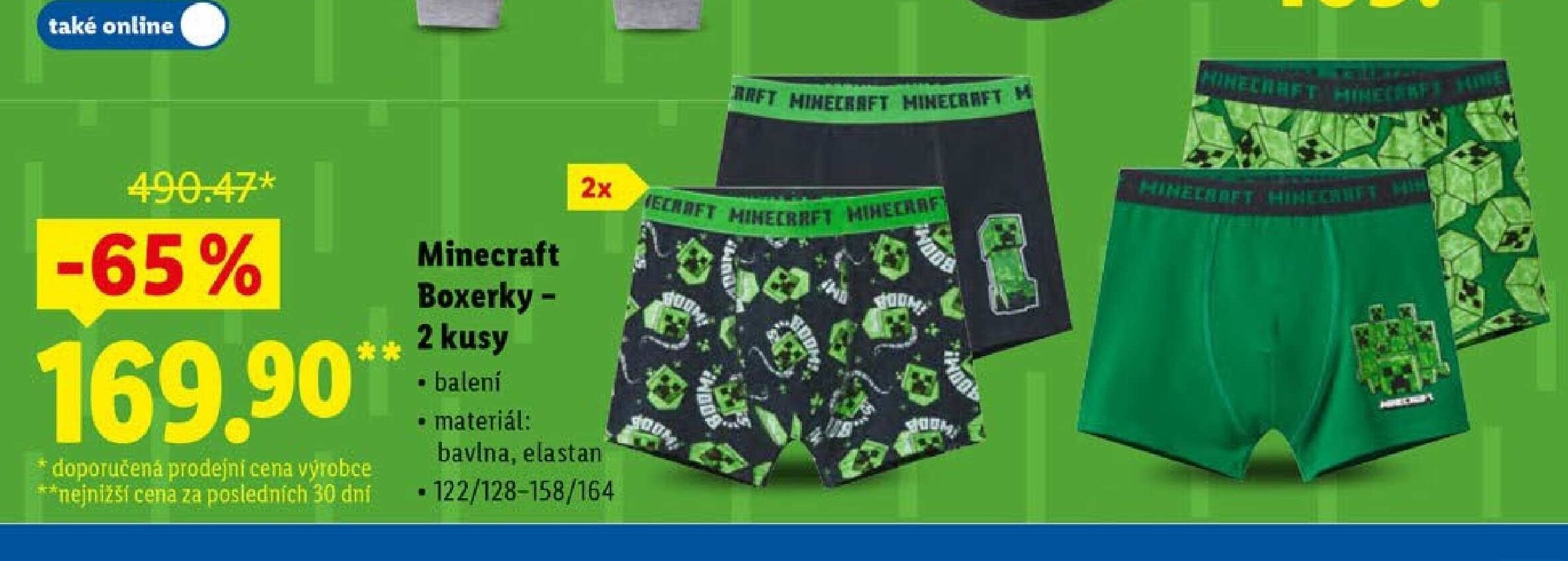 Minecraft Boxerky - 2 kusy
