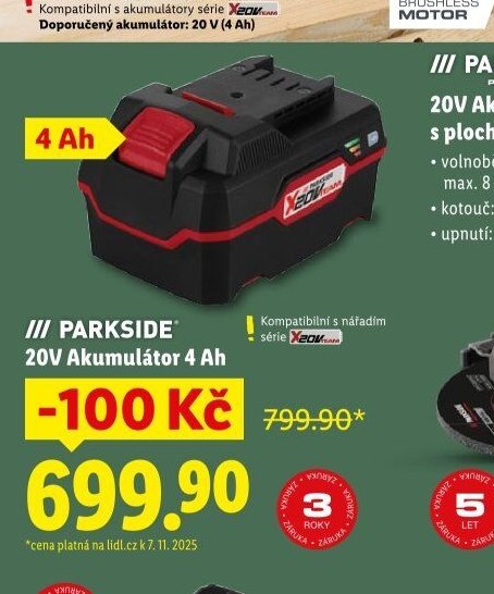 PARKSIDE 20V Akumulátor 4 Ah