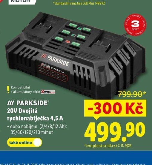 PARKSIDE 20V Dvojitá rychlonabíječka 4,5 A