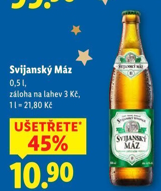 Pivo světlý ležák 11° Svijanský Máz Svijany
