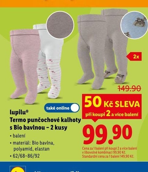 lupilu Termo punčochové kalhoty s Bio bavlnou – 2 kusy - Lidl akcniletaky.com