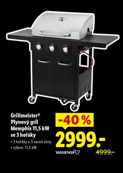 Grillmeister Plynový gril Memphis 11,5 kW se 3 hořáky
