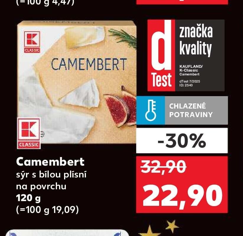Camembert sýr s bílou plísní na povrchu 120 g