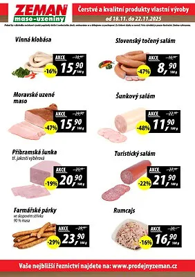 akční leták ZEMAN maso - uzeniny 18.11.2025-22.11.2025