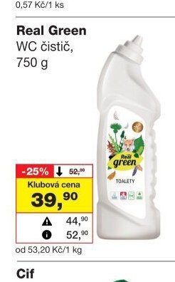 Real Green WC čistič, 750 g